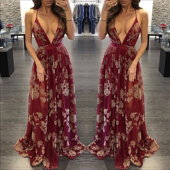 Almost gone. Wine velvet floral maxi M - Picture 4 of 4